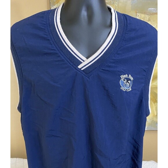 Vintage AM A Player Black Bear Golf Club Embroidered Blue Vest Men’s Size L - Picture 3 of 15